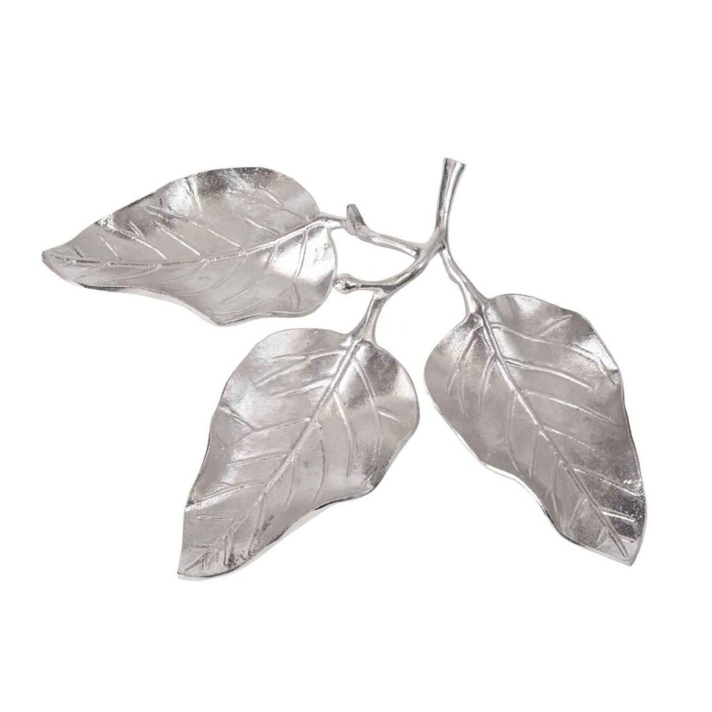 Plat de Service pour Apéritifs et Douceurs Motif Feuille