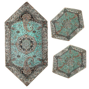 Ensemble de 3 Nappes Termeh Luxueuses avec Motif Paisley Persan Shiva