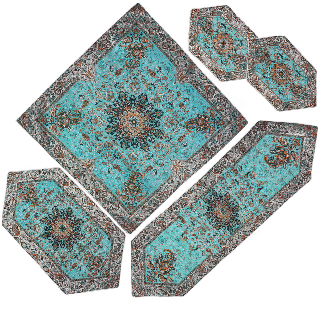 Ensemble de 5 Nappes de Termeh Luxe avec Motif Paisley Persan Soren