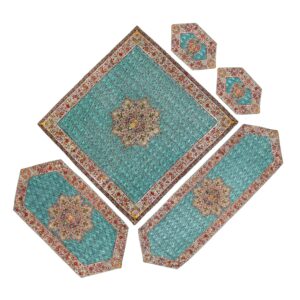 Ensemble de 5 Nappes Termeh Yazd Luxueuses avec Motif Floral