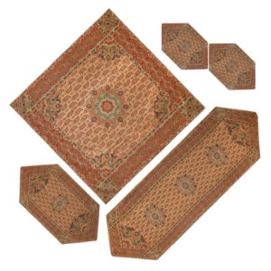 Ensemble de 5 Nappes Termeh Yazd Luxueuses avec Motif Floral