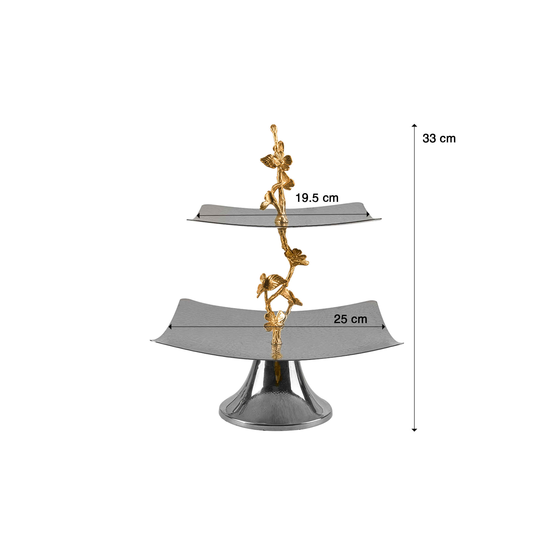 Présentoir de Service en Acier à 2 Étages pour Apéritifs et Douceurs