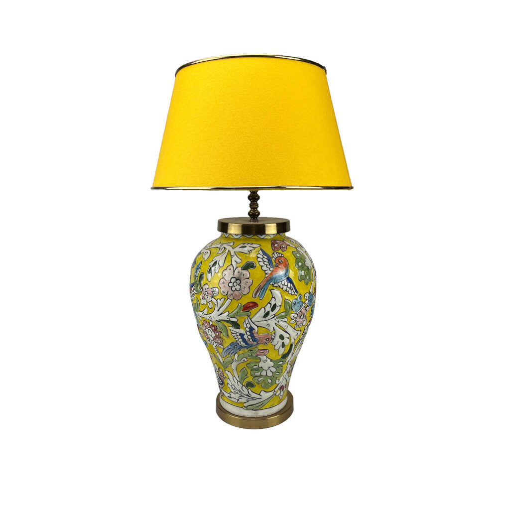 Lampe de table vase en céramique avec abat-jour en tissu pour chambre à coucher