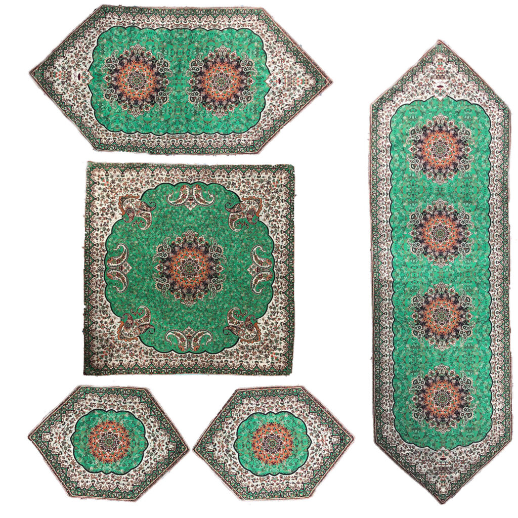 Nappe Termeh luxueuse avec motif Paisley persan Toranj (5x)