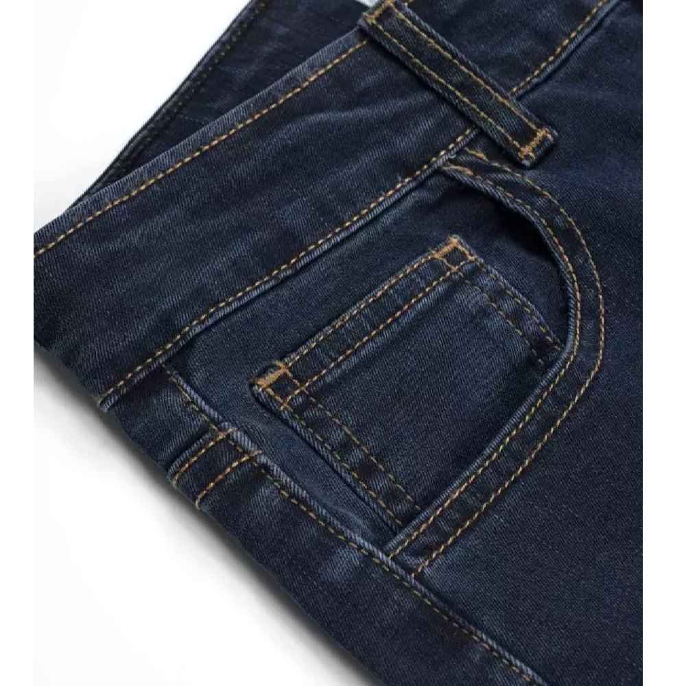 Jeans Coupe Serrée à Jambe Droite Taille Moyenne pour Port Quotidien