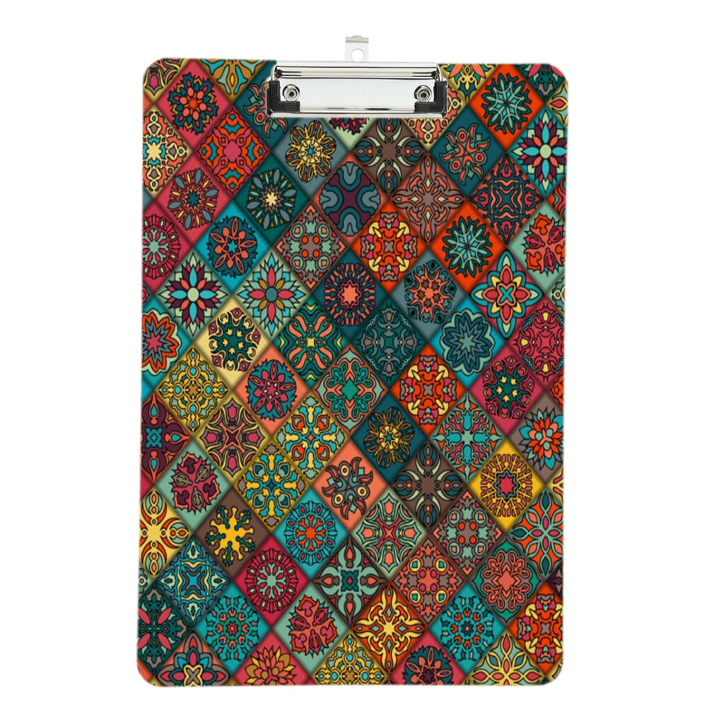 Porte-bloc en bois à imprimé traditionnel format A4 pour gestion de documents