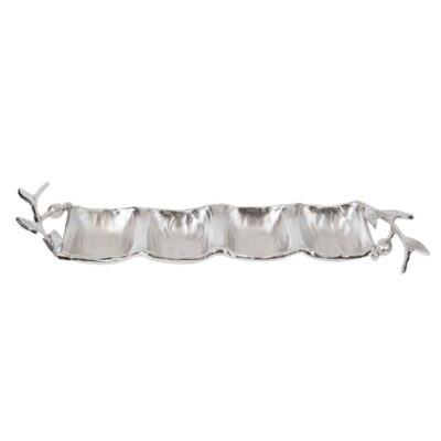 Plat de Service Polyvalent avec 4 Compartiments Motif Feuille