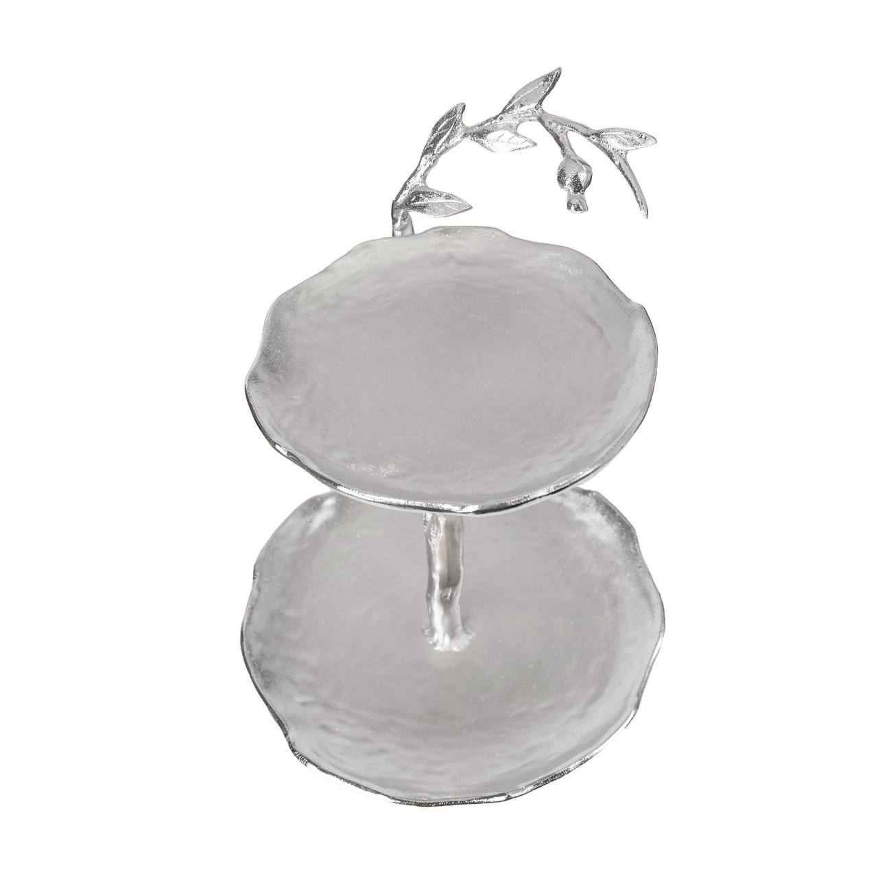 Présentoir de Service Polyvalent à 2 Étages pour Apéritifs et Douceurs