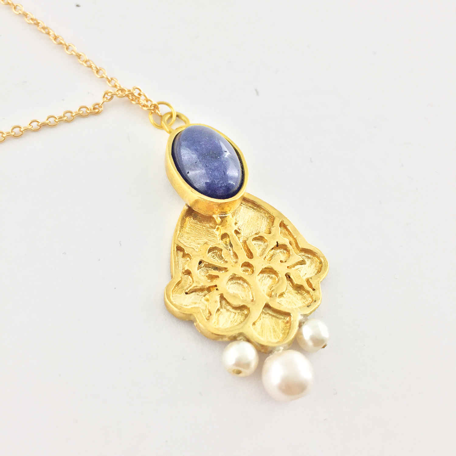 Collier en Laiton Thème Traditionnel Persan pour Femmes avec Lapis Lazuli