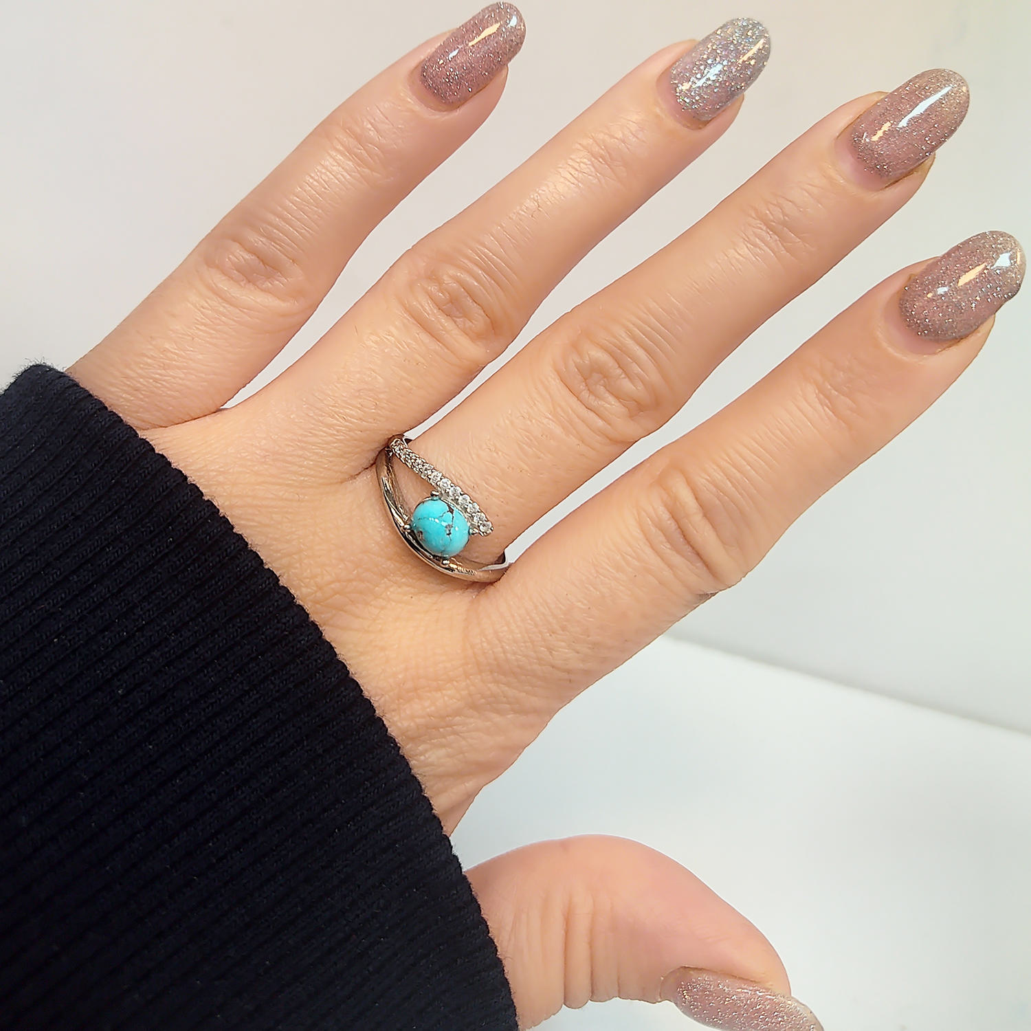 Bague en Argent Persan pour Femme avec Turquoise de Neyshabur