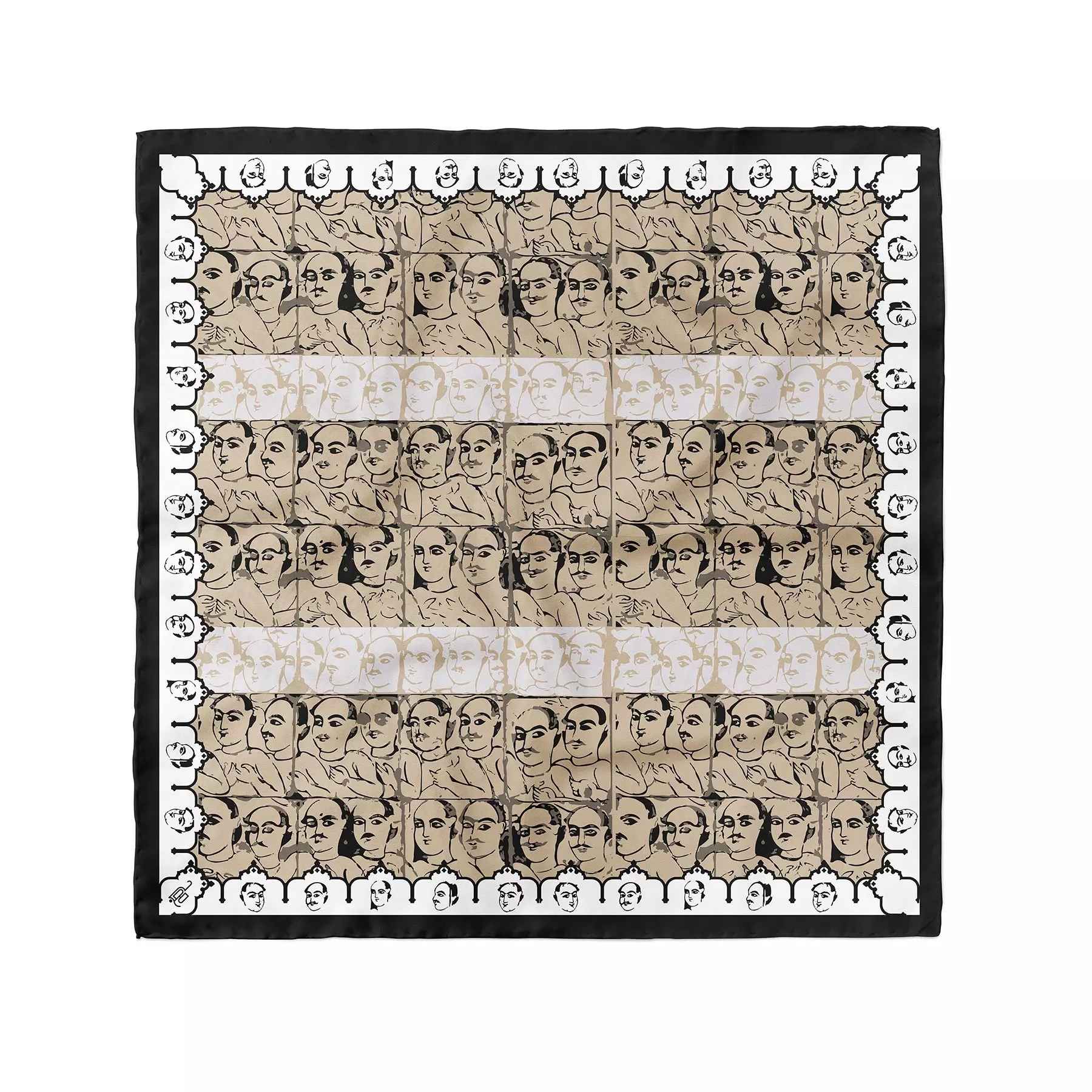 Foulard Miniature pour Femme - Impression Artistique Inspirée de la Tradition Qajar