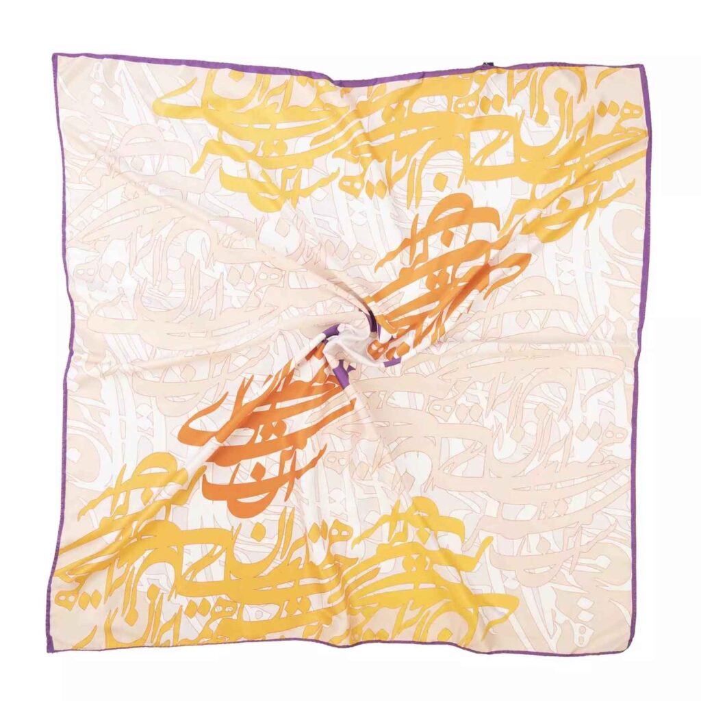 Foulard en coton persan pour femme – Motif élégant de calligraphie