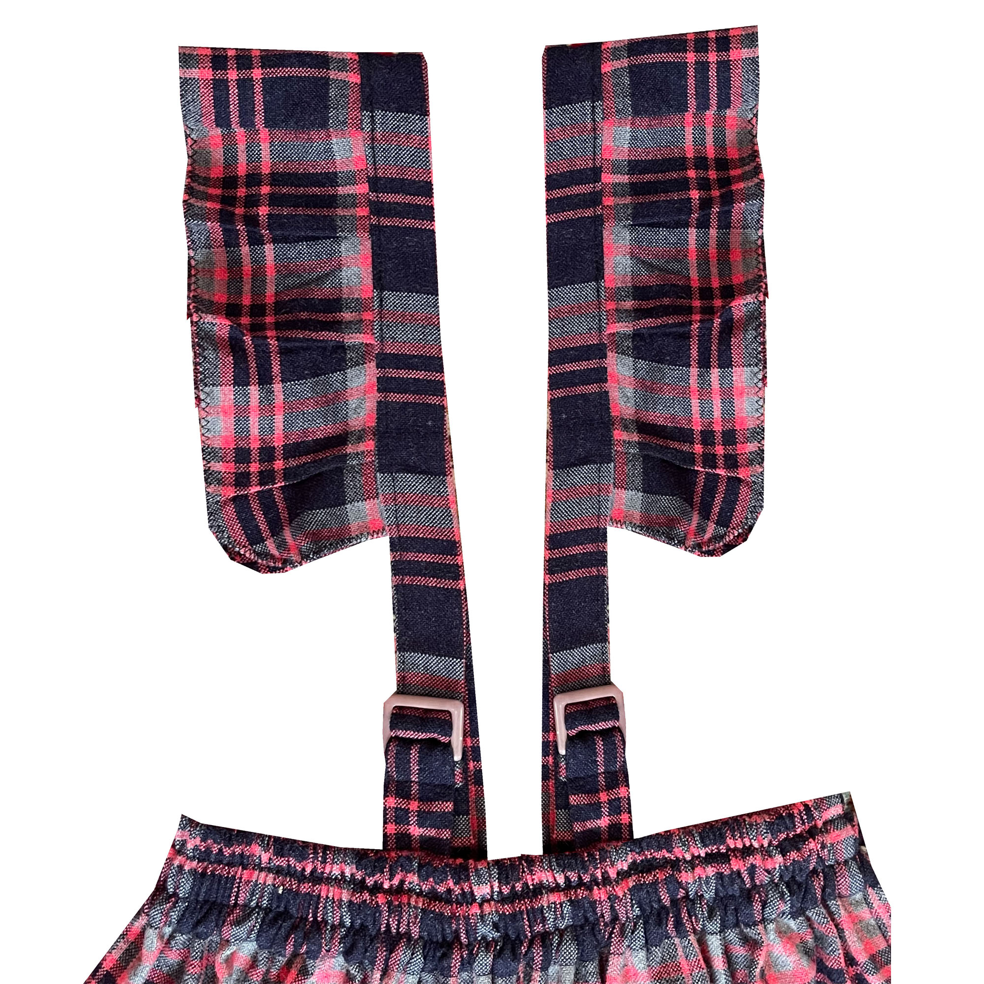 Jupe pour femmes avec bretelles, motif à carreaux