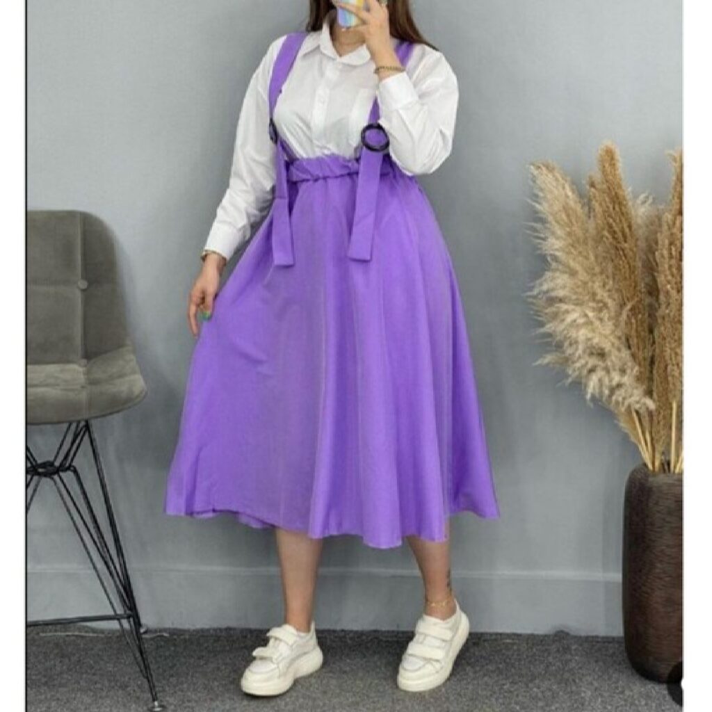 Jupe pour femmes avec bretelles en microfibre violette