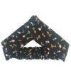 Ensemble Bandeau Croisé Torsadé & Boucles d'Oreilles Noir avec Fleurs pour Femme