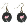 Ensemble Bandeau Croisé Torsadé & Boucles d'Oreilles Noir avec Fleurs pour Femme