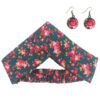 Ensemble Bandeau Croisé Torsadé & Boucles d'Oreilles Floral Bleu pour Femme