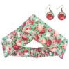 Ensemble Bandeau Croisé Torsadé & Boucles d'Oreilles Floral Vert Clair pour Femme
