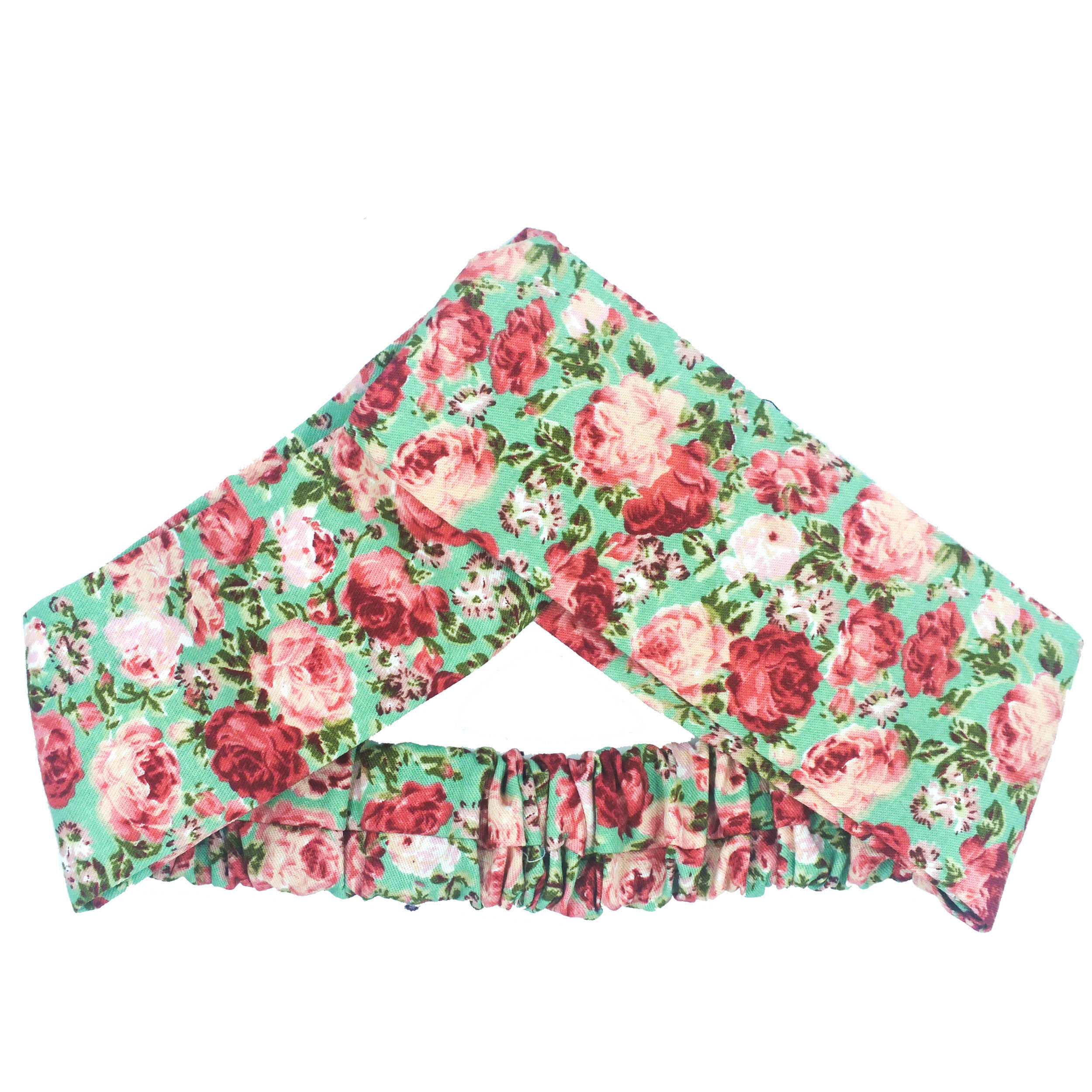 Ensemble Bandeau Croisé Torsadé & Boucles d’Oreilles Floral Vert Clair pour Femme