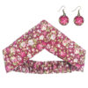 Ensemble Bandeau Croisé Torsadé & Boucles d'Oreilles Floral Rose pour Femme