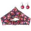 Ensemble Bandeau Croisé Torsadé & Boucles d'Oreilles Floral Violet pour Femme