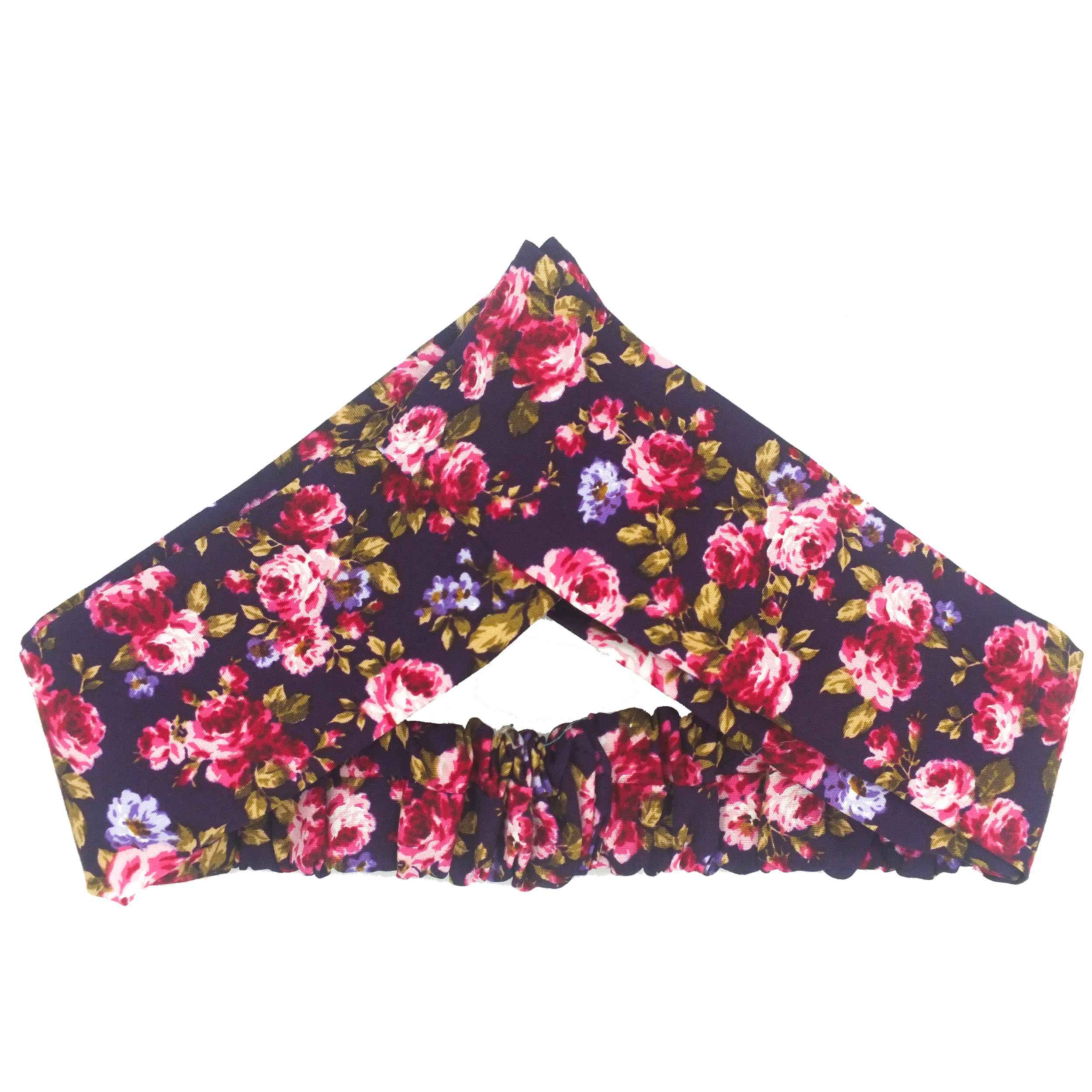 Ensemble Bandeau Croisé Torsadé & Boucles d’Oreilles Floral Violet pour Femme