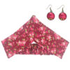 Ensemble Bandeau Croisé Torsadé & Boucles d'Oreilles Floral Rouge pour Femme