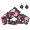 Ensemble Bandeau Croisé Torsadé & Boucles d'Oreilles Rose & Noir pour Femme