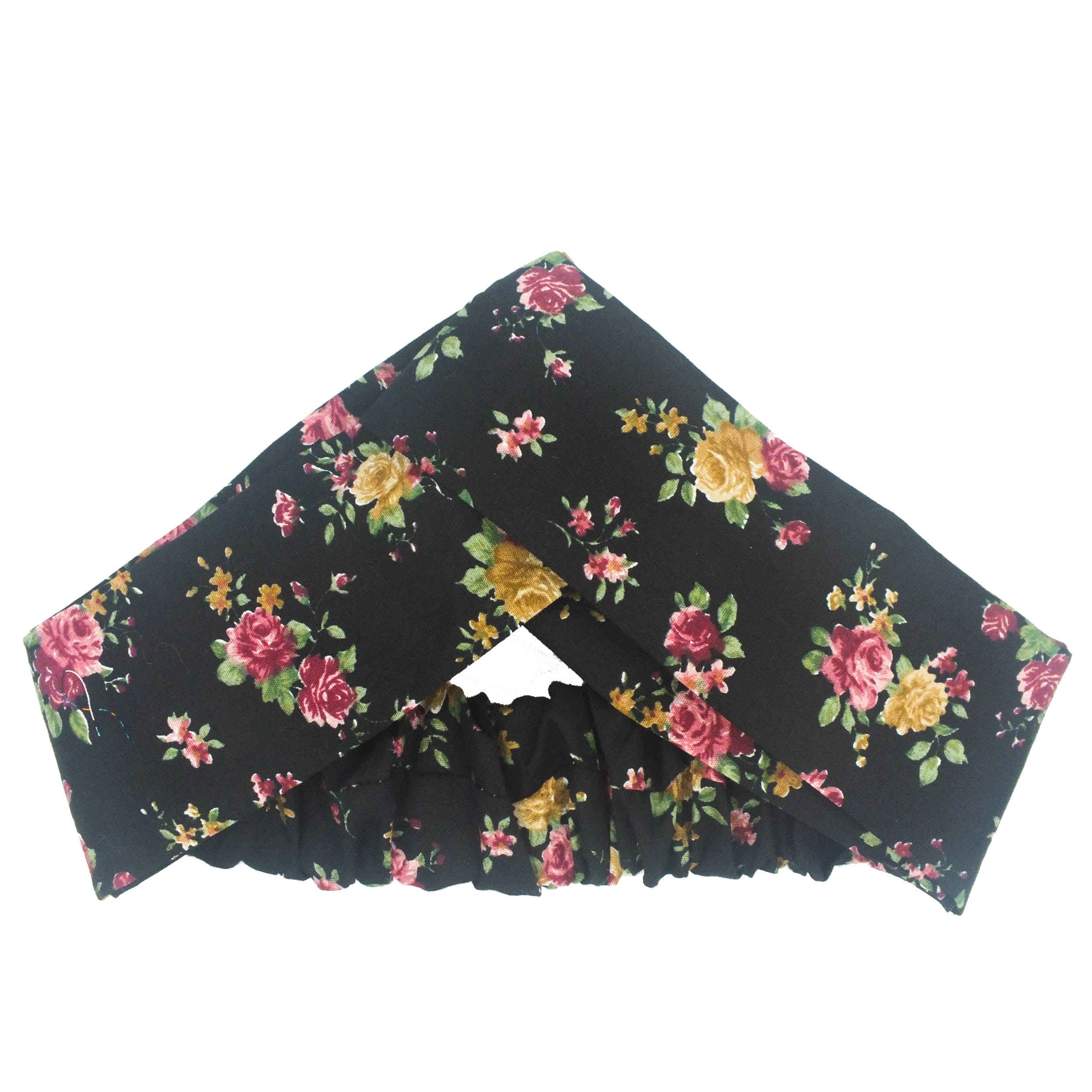 Ensemble Bandeau Torsadé & Boucles d’Oreilles Noir avec Fleurs pour Femme