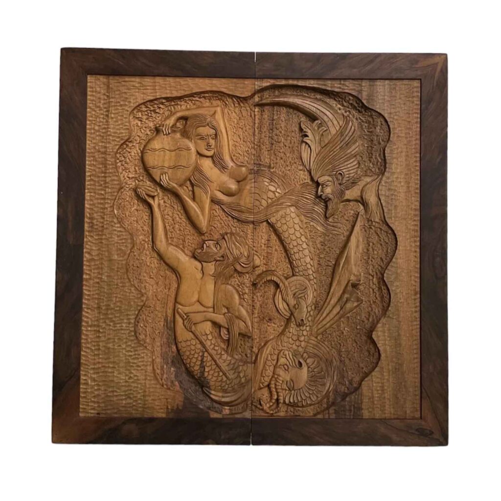 Plateau de Backgammon en Bois Sculpté à la Main Inspiré d’Ashkbous du Shahnameh
