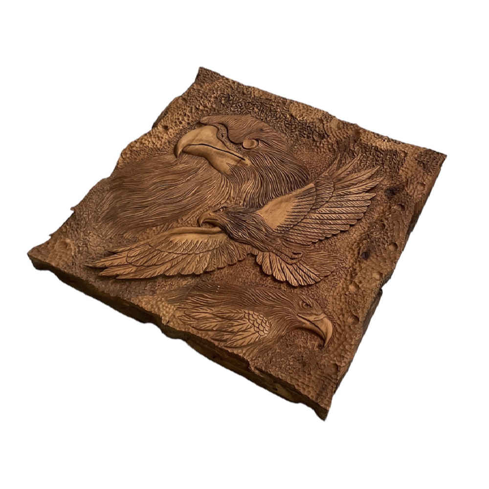 Plateau de Backgammon en Bois Sculpté à la Main avec Motif Aigle