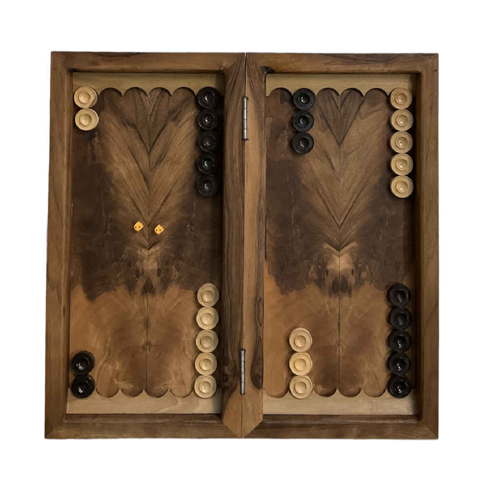 Plateau de Backgammon en Bois Sculpté à la Main avec Griffon Persan
