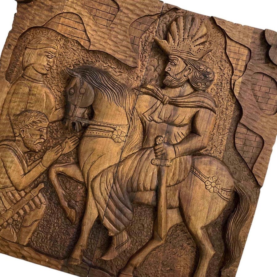 Plateau de Backgammon en Bois Sculpté à la Main Héritage Shapur III