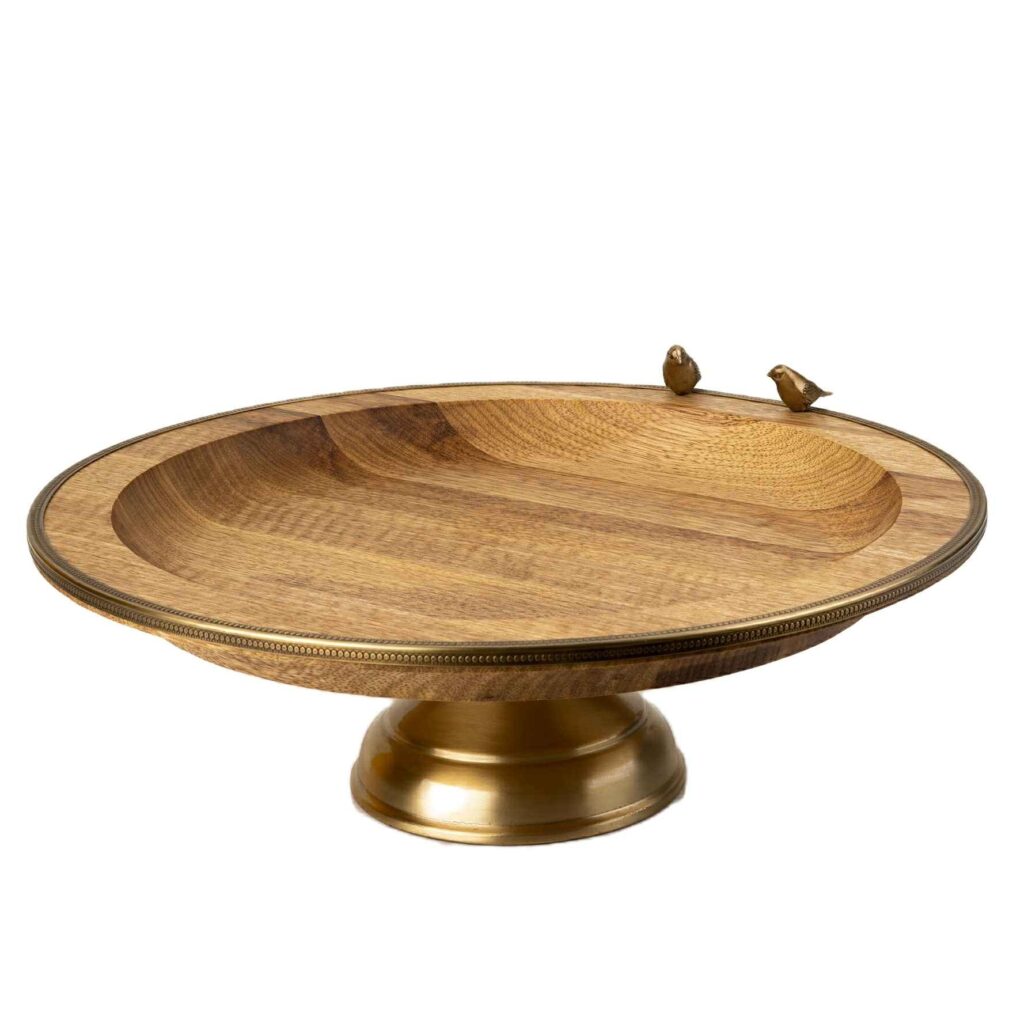 Plat de Service en Bois pour Fruits et Douceurs Motif Oiseau