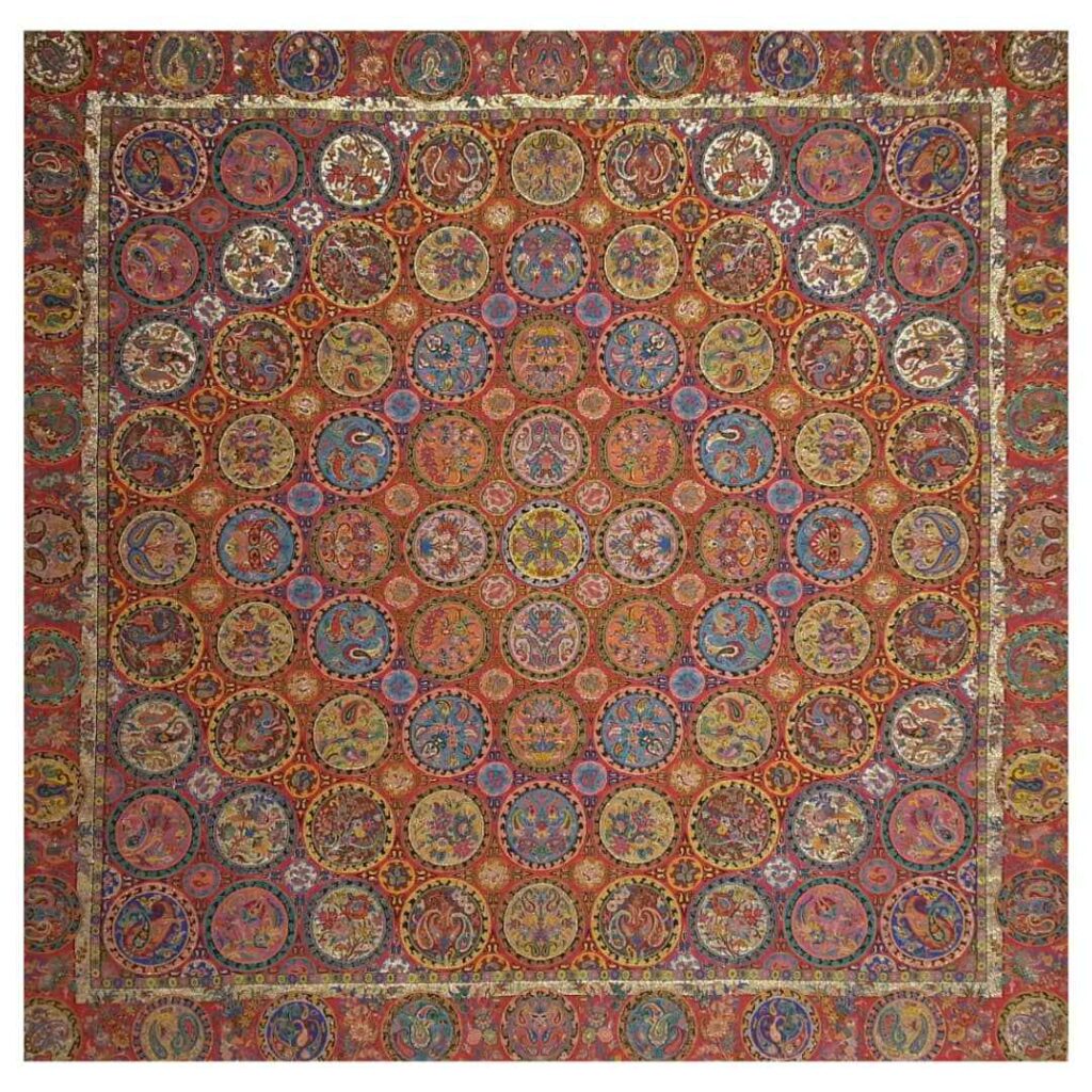 Nappe Termeh de Yazd Luxueuse avec Motif Floral Haft Khaan II