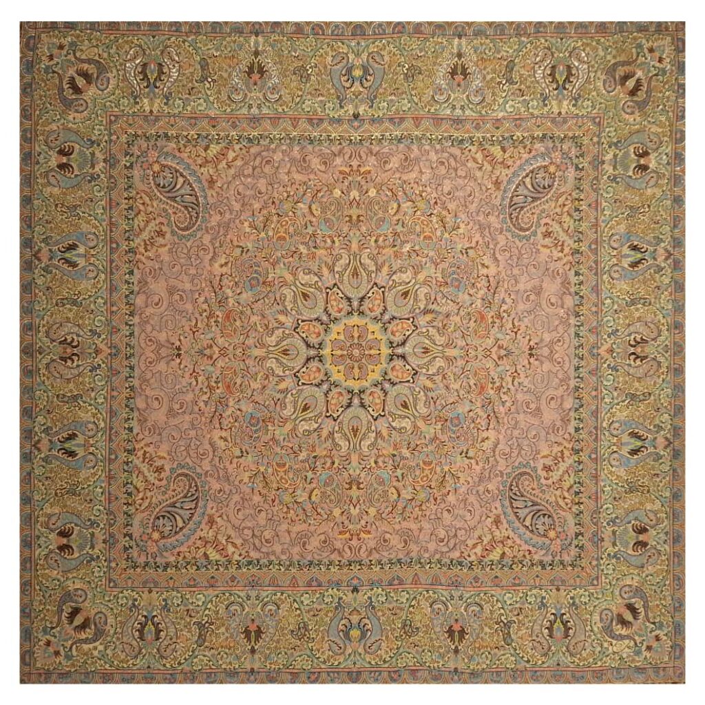 Nappe Termeh de Yazd Luxueuse avec Motif Paisley Persan Farvardin