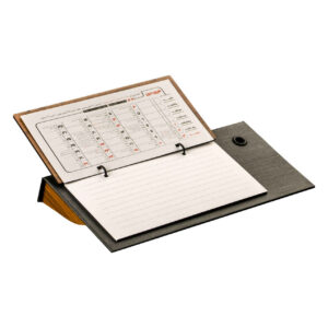 Carnet de planification mensuelle persan avec bloc-notes gris et marron