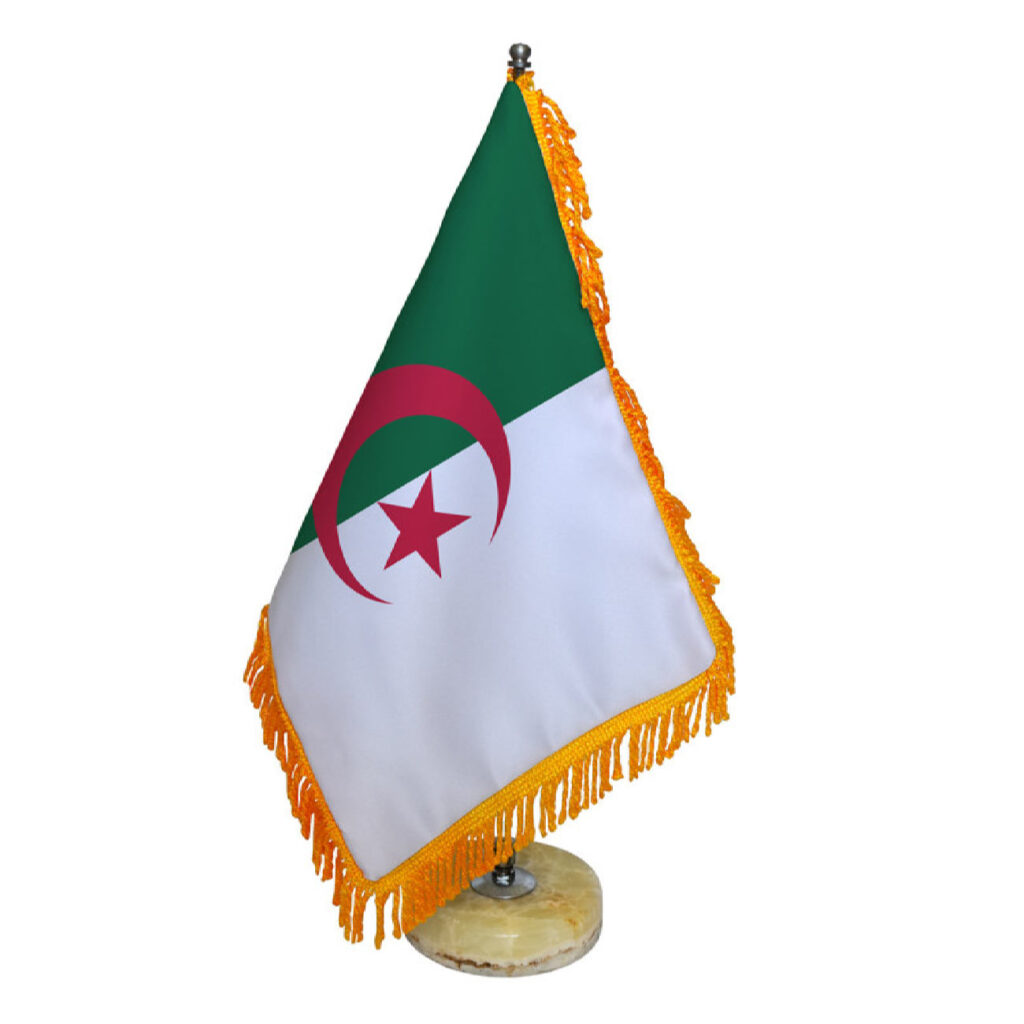 Drapeau de Table de l'Algérie avec Base en Pierre