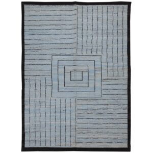 Tapis Kilim en laine persane artisanal tissé à la main en Fars rayé gris