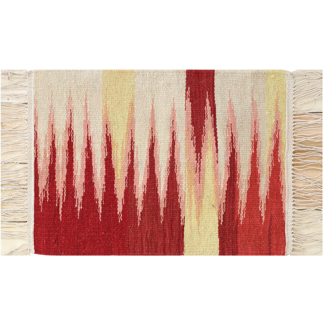 Tapis Kilim en laine persane artisanal tissé à la main abstrait rouge