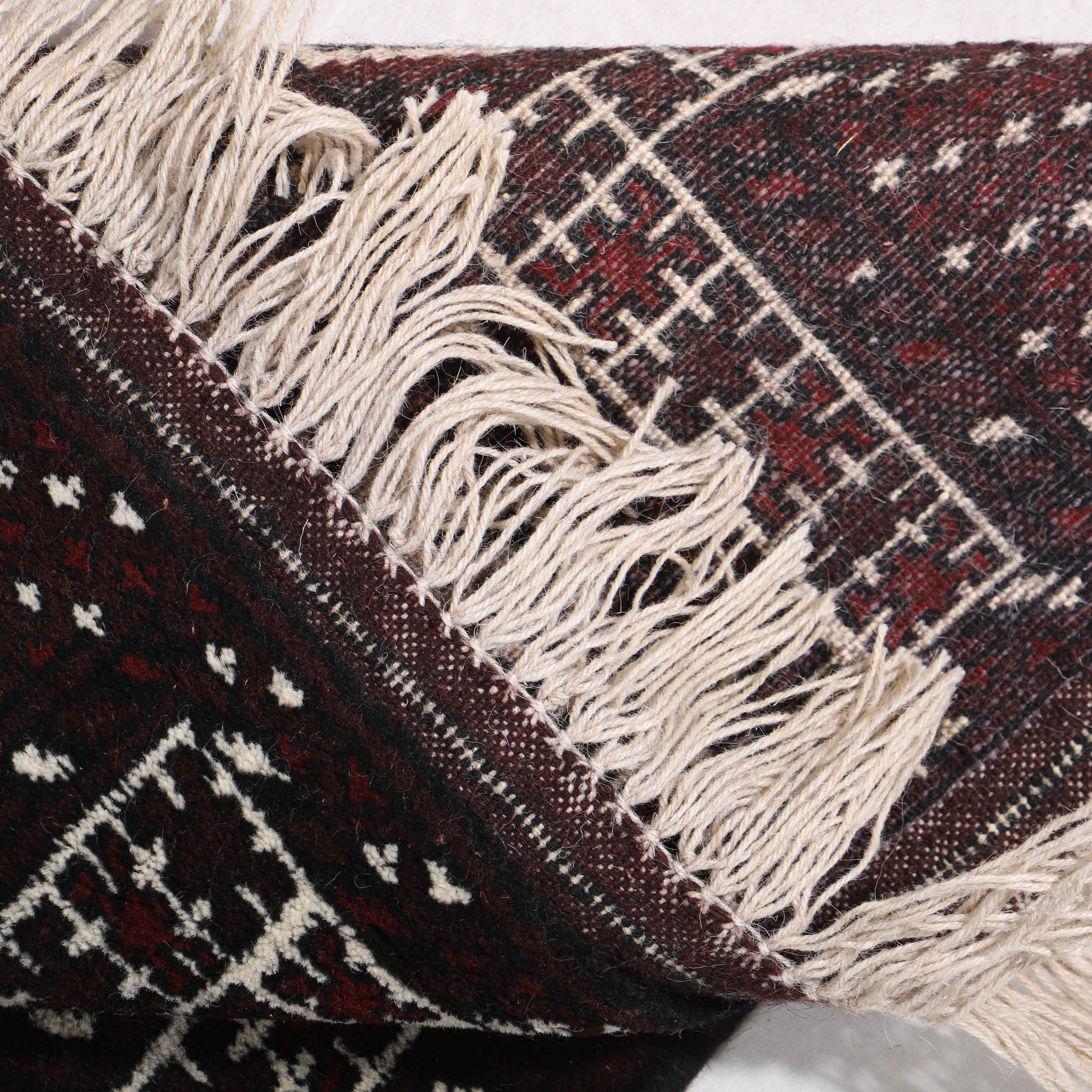 Tapis persan avec laine noué à la main à Golestan Torkaman acajou