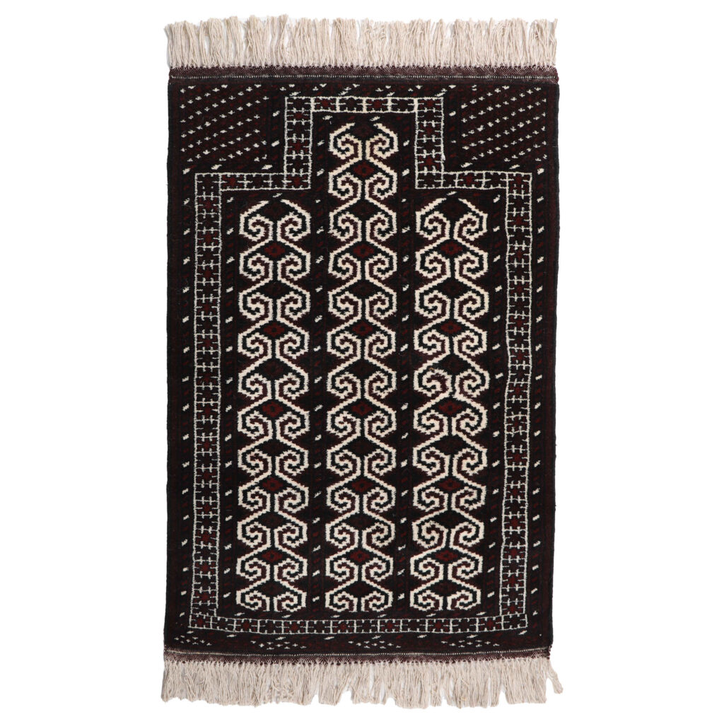 Tapis persan avec laine noué à la main à Golestan Torkaman acajou