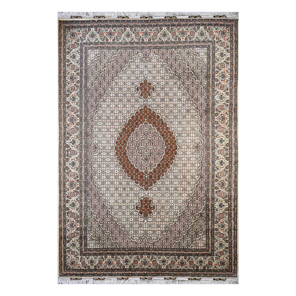 Tapis persan authentique avec laine noué à la main à Khoy Riz Mahi marron