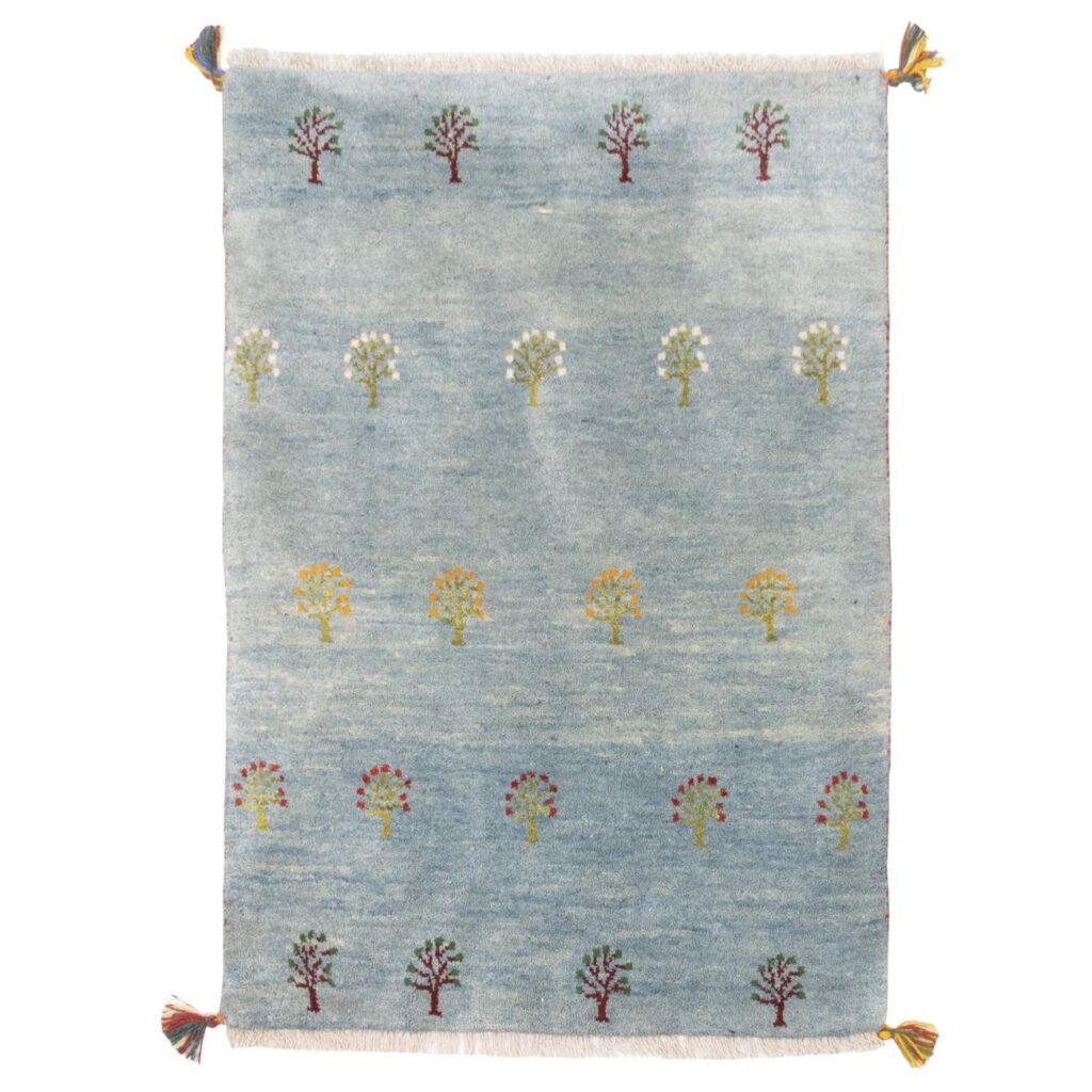Tapis Gabbeh en laine persane authentique tissé à la main en Fars bleu