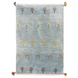 Tapis Gabbeh en laine persane authentique tissé à la main en Fars bleu