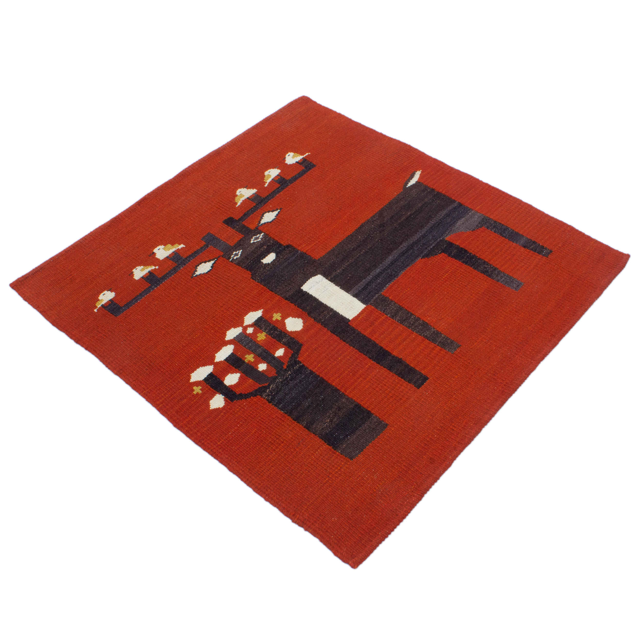 Tapis Kilim en laine persane authentique tissé à la main cerf rouge
