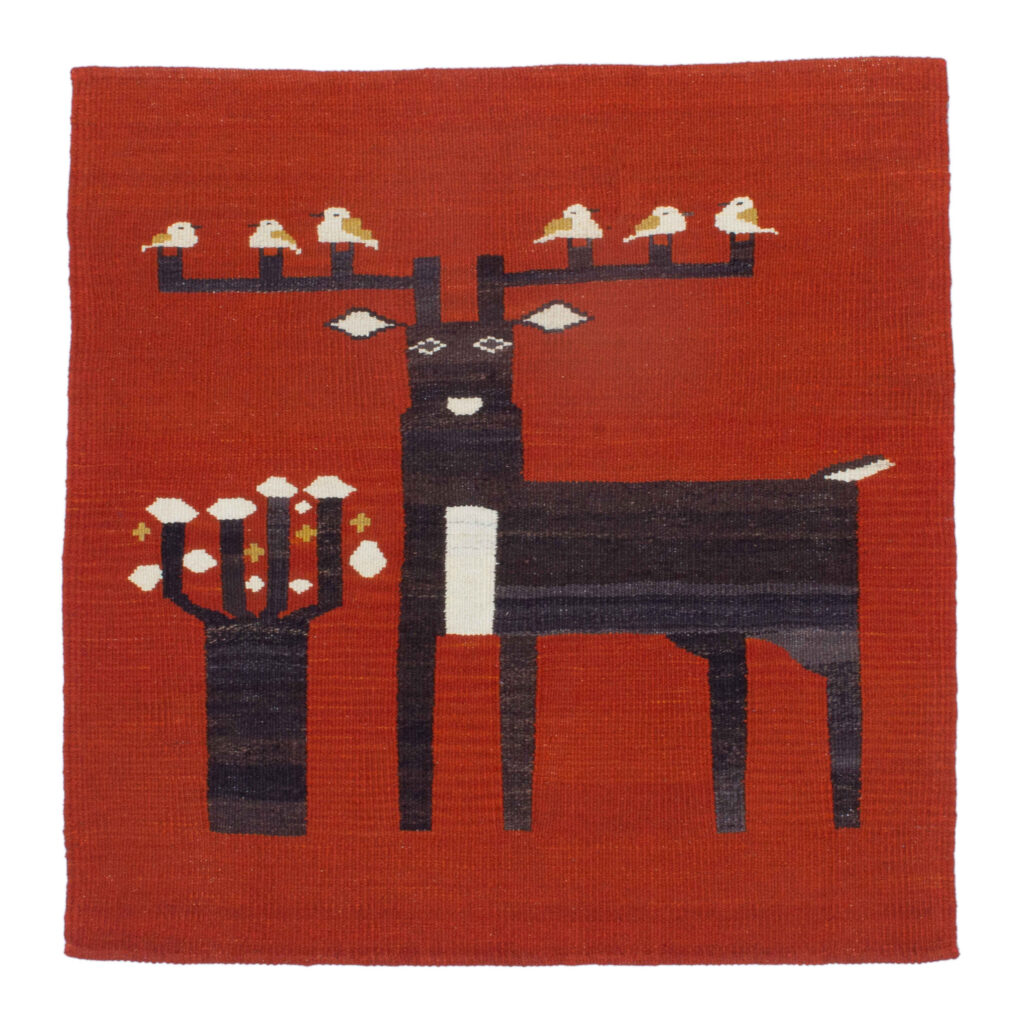 Tapis Kilim en laine persane authentique tissé à la main cerf rouge