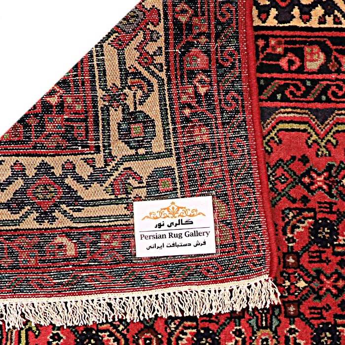 Tapis persan authentique en laine noué à la main à Hamadan Herati rouge