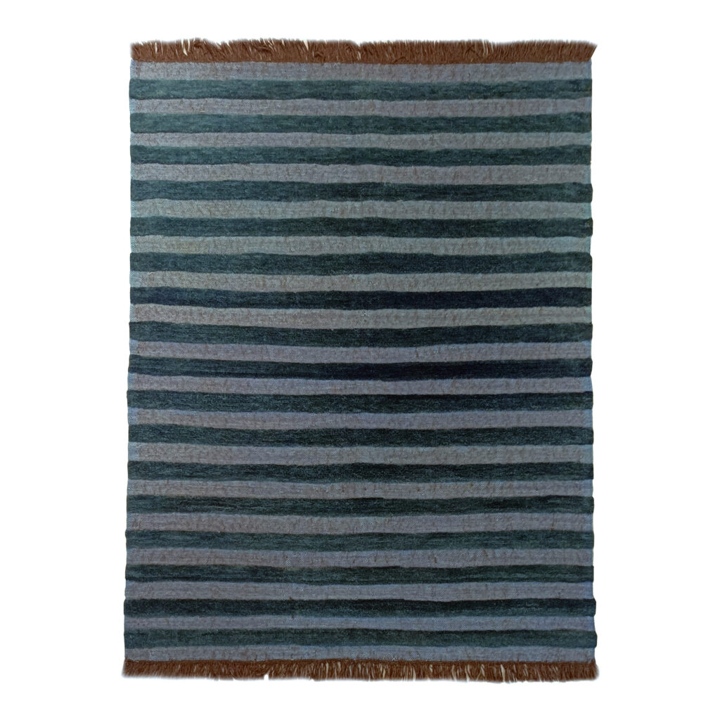 Tapis Kilim en laine persane tissé à la main en Khorasan rayé bleu