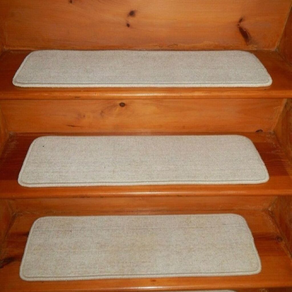 Tapis de marche pour escaliers intérieur – Antidérapant crème, 2 pièces